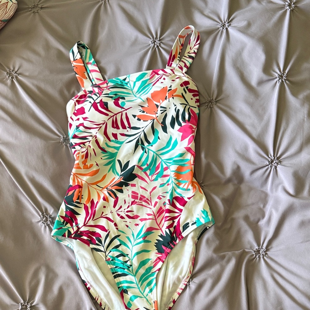 Eddie Bauer Tropical Print One Piece Swimsuit - Multicolor